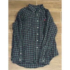 Ralph Lauren Button Up Shirt Mens Large Plaid Green